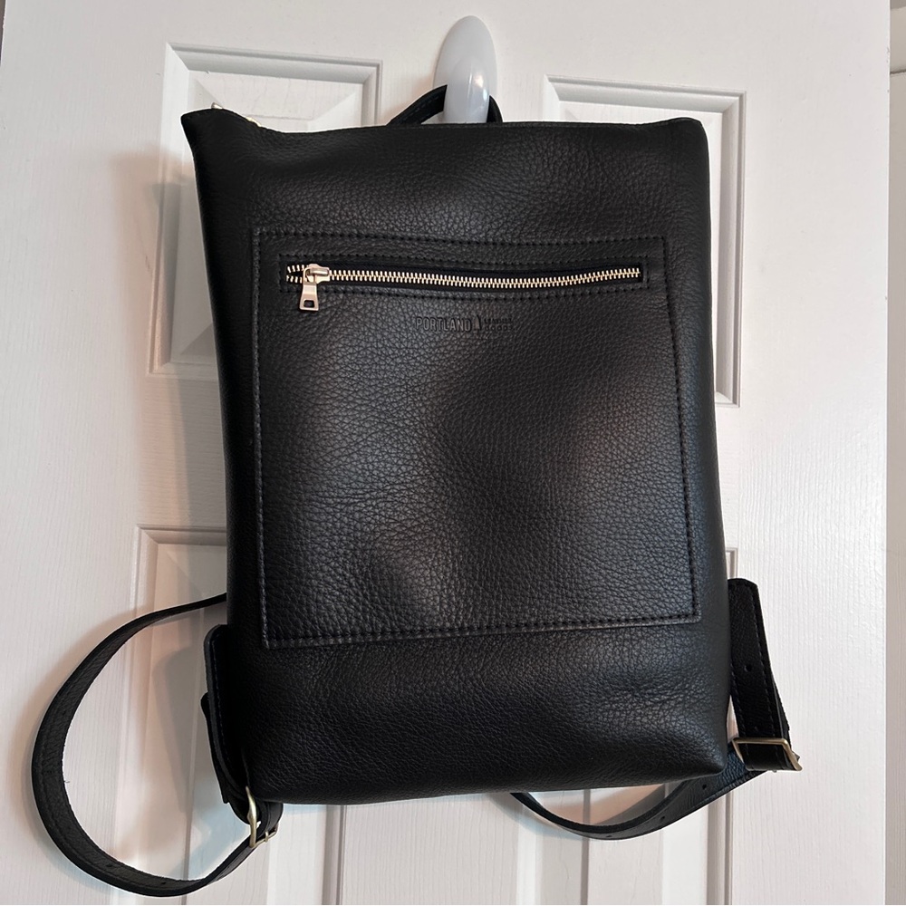 Portland Leather Goods Pebbled Black Laptop Backpack